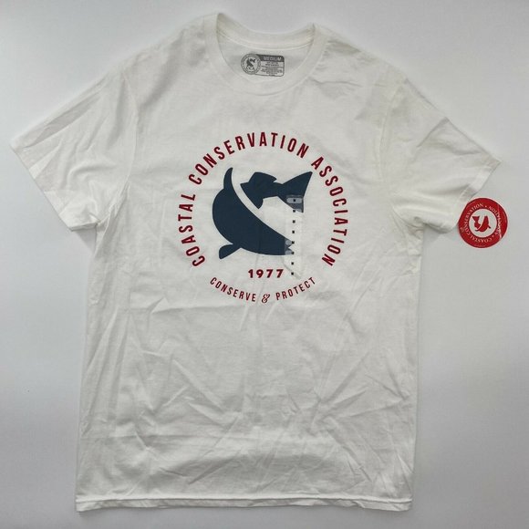 Coastal Conservation Assn CCA Men's Short Sleeve T-Shirt Logo Tee White Size M - Picture 2 of 4
